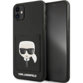 Чехол iPhone 11 Накладка Кожа Karl Lagerfeld Leather with cardslot Karl's Head Hard