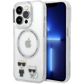 Чехол iPhone 14 Pro Накладка Пластик Karl Lagerfeld Karl&Choupette Hard Transparent (с MagSafe)