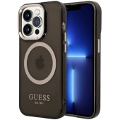 Чехол iPhone 14 Pro Max Накладка Пластик Guess Metal outline Hard Translucent (с поддержкой MagSafe)