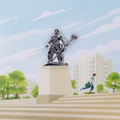 Значок Магнитка Памятник Металлург металлический, Магнит