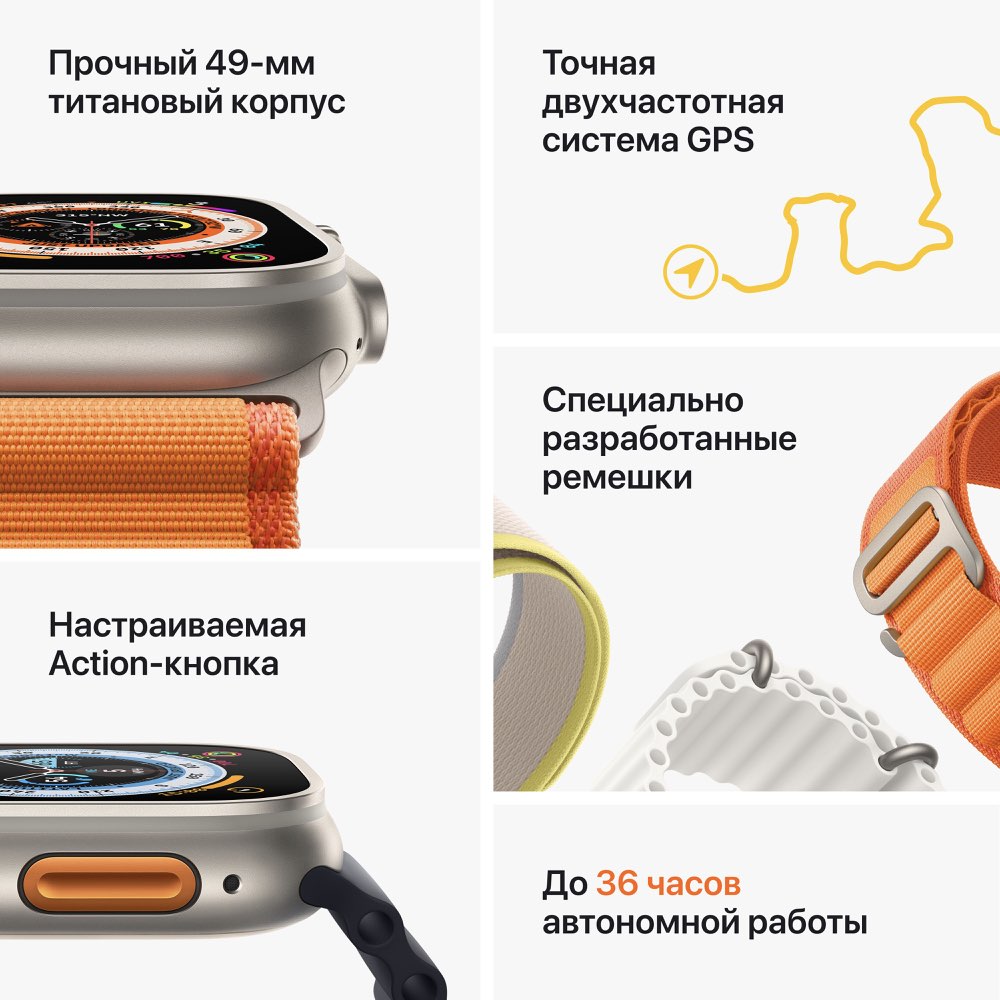 Apple Watch Ultra (49mm) Корпус из Титана, браслет Ocean Band Тёмная ночь -  купить по выгодной цене в вашем городе или с доставкой по РФ