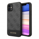 Чехол iPhone 11 Накладка Кожзам Guess Stripe Metal Logo Hard