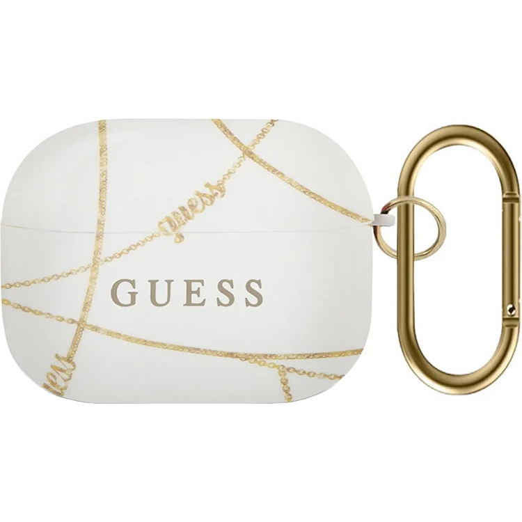 Чехол силиконовый Guess with ring Chain для AirPods Pro