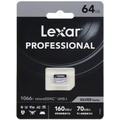 Флешка Lexar Pro Silver Series, Micro SDXC, 64 Gb