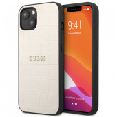 Чехол iPhone 13 Накладка Кожзам Guess Croco with metal Logo Hard