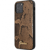 Чехол iPhone 12 Pro Max Накладка Кожзам Guess Animal Python Metal logo Hard