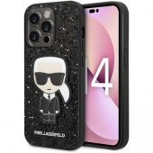 Чехол iPhone 14 Pro Max Накладка Пластик Karl Lagerfeld Glitter flakes Ikonik patch Metal logo Hard