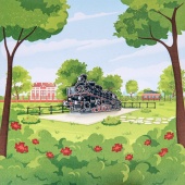 Значок Магнитка Памятник Паровоз металлический, Магнит