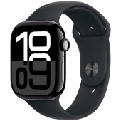 Apple Watch Series 10 (46mm) Алюминиевый корпус, Черный глянец, Sport Band