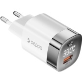 Сетевое ЗУ Deppa 11439 с дисплеем, 33 ватта, 2 выхода: USB-A, USB-C