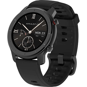Умные часы Amazfit GTR 42 mm Алюминиевый корпус,Силиконовый ремешок Чёрный