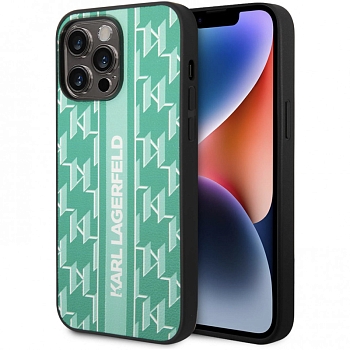 Чехол iPhone 14 Pro Накладка Кожзам Karl Lagerfeld Monogram Vertical logo Hard