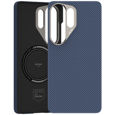 Кевларовый чехол Benks ArmorTint для Samsung S26 Ultra (MagSafe) (Накладка Черно-Синий Карбон)