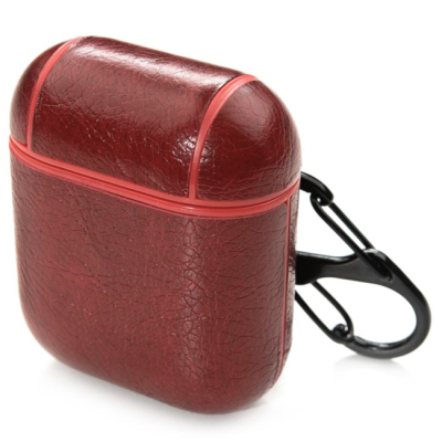 Чехол кожаный для наушников Apple AirPods (Чехол кожзам для наушников AirPods Красный)