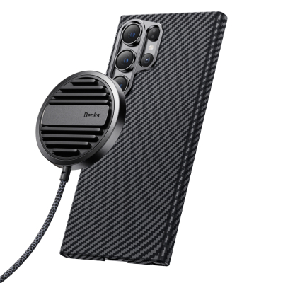 Кевларовый чехол Benks ArmorAir для Samsung S24 Ultra (MagSafe) (Накладка Черный Карбон)