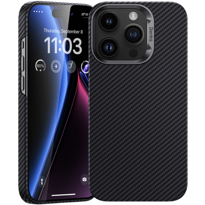 Кевларовый чехол Benks ArmorAir для iPhone 15 Pro (MagSafe) (Накладка Черный Карбон)