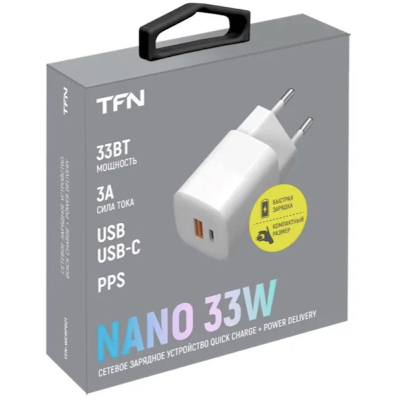 Сетевое ЗУ TFN Nano USB-C + USB-A  33 ватт (Сетевое ЗУ TFN Белый)