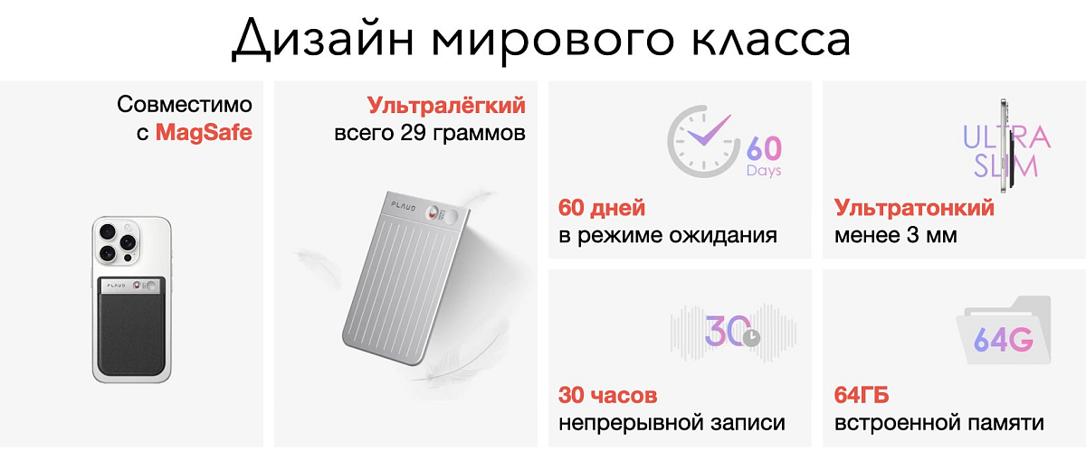 Умный диктофон PLAUD Note Silver