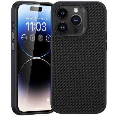 Кевларовый чехол Benks ArmorPro для iPhone 14 Pro (MagSafe) (Накладка Черный Карбон)