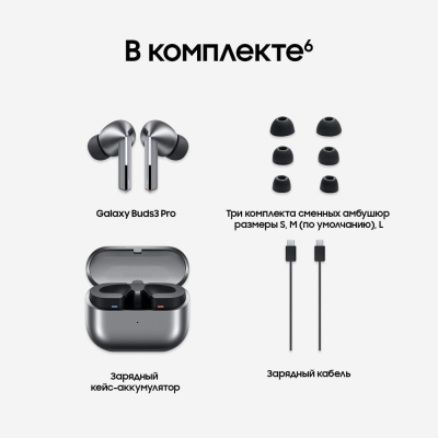 Наушники беспроводные Samsung Galaxy Buds 3 Pro Серебро (Наушники Samsung Galaxy Buds 3 Pro Серебро)