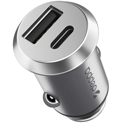 Автомобильное ЗУ Deppa Car Charger USB-A+USB-C PD 30 ватт (Автомобильное ЗУ Deppa Серебро)
