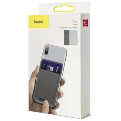 Чехол для карт Baseus back stick silicone card bag (Чехол для карт Baseus Светло-Серый)