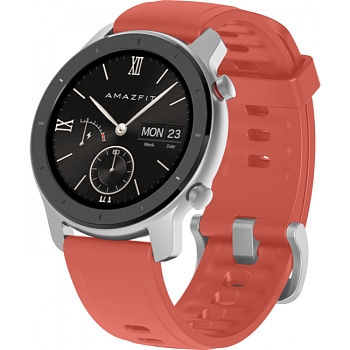 Умные часы Amazfit GTR 42 mm Алюминиевый корпус,Силиконовый ремешок Красный