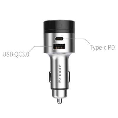 Автомобильное ЗУ + FM Трансмиттер Ez More Ti10 (Автомобильное ЗУ + FM Трансмиттер Xiaomi Серебро)