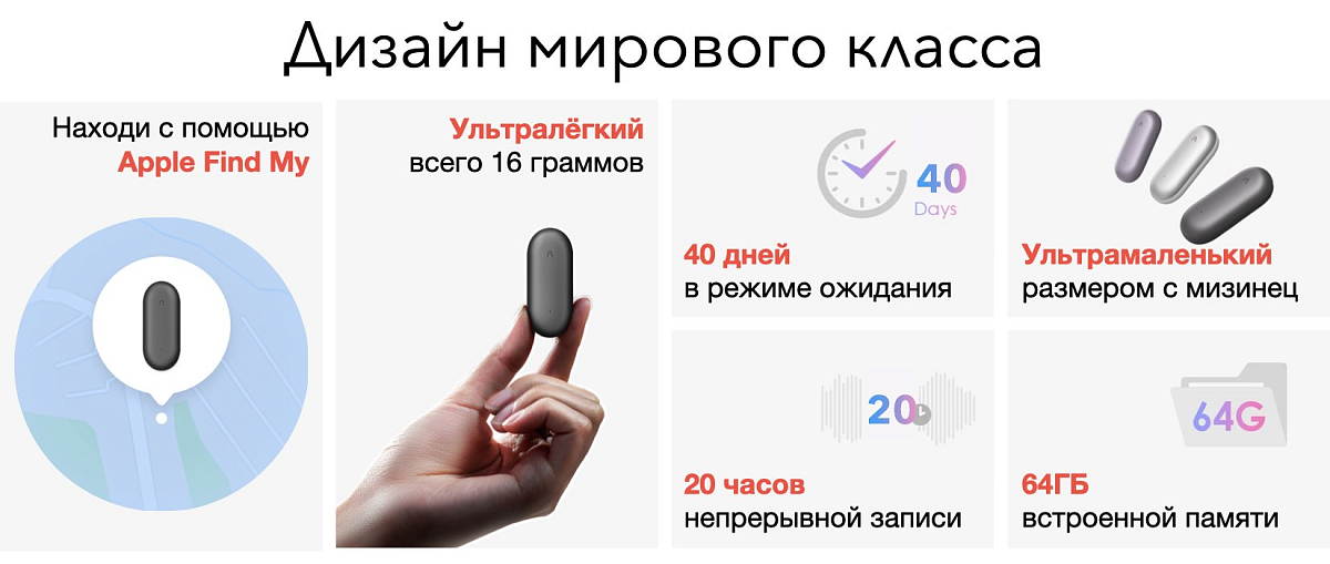Умный диктофон PLAUD NotePin Sunset Purple