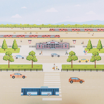 Значок Магнитка ЖД Вокзал металлический, Пин