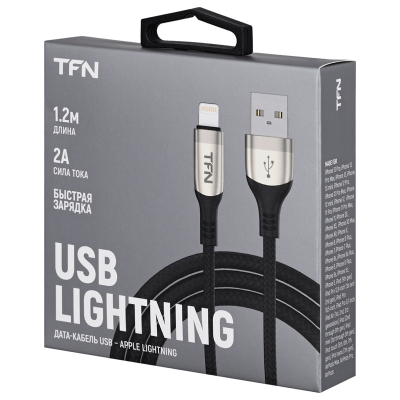 Кабель USB-A to Lightning TFN 1.2 м (Плетеный) (Кабель TFN Никель)