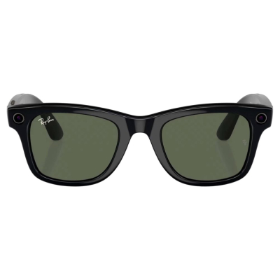 Умные очки Ray-Ban Wayfarer, черная глянцевая оправа, Зелёные линзы, M (Очки Ray-Ban Черный)