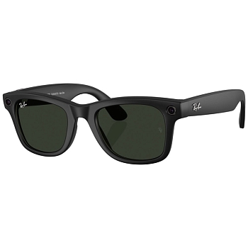 Умные очки Ray-Ban Wayfarer, черная матовая оправа, Фотохром: Прозрачные - Графитово‑Зелёные, L