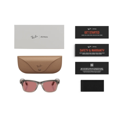 Умные очки Ray-Ban Wayfarer, каменная оправа, Фотохром: Прозрачные - Арбузно‑Красные, M (Очки Ray-Ban Серый)
