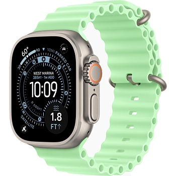 Apple Watch Ultra 3 (49mm) Натуральный титан, Ocean Band, Зелёный (без RuStore)