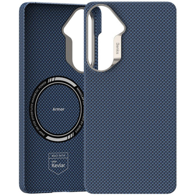 Кевларовый чехол Benks ArmorTint для Samsung S26+ (MagSafe) (Накладка Черно-Синий Карбон)