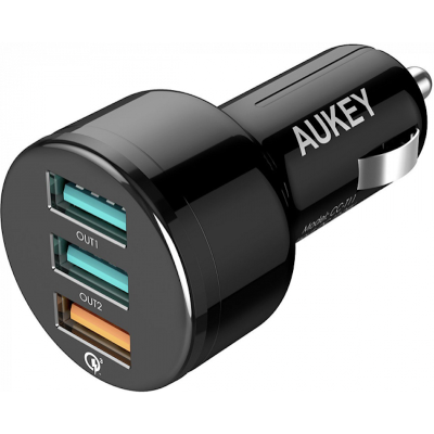 Автомобильное ЗУ Aukey 3USB+кабель Type-C CC-T11
