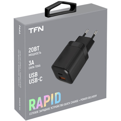 Сетевое ЗУ TFN USB-C + USB-A  20 ватт (Сетевое ЗУ TFN Черный)