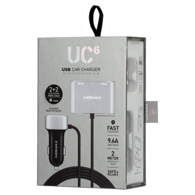 Автомобильное ЗУ Универсальный 4 USB Выход Momax UC6 9.6A (Автомобильное ЗУ Momax Silver)