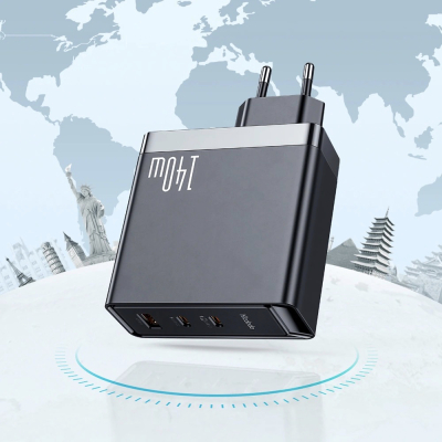 Сетевое ЗУ Mcdodo CH-291, 140 ватт, 3 выхода: USB-A, USB-C (2шт) + Кабель USB-C → USB-C, длина 2 м (Сетевое ЗУ + кабель Mcdodo Черный)