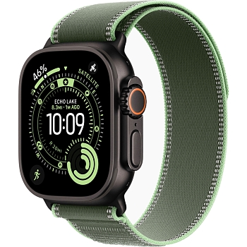 Apple Watch Ultra 3 (49mm) Чёрный титан, Trail Loop, Зелёный (без RuStore)