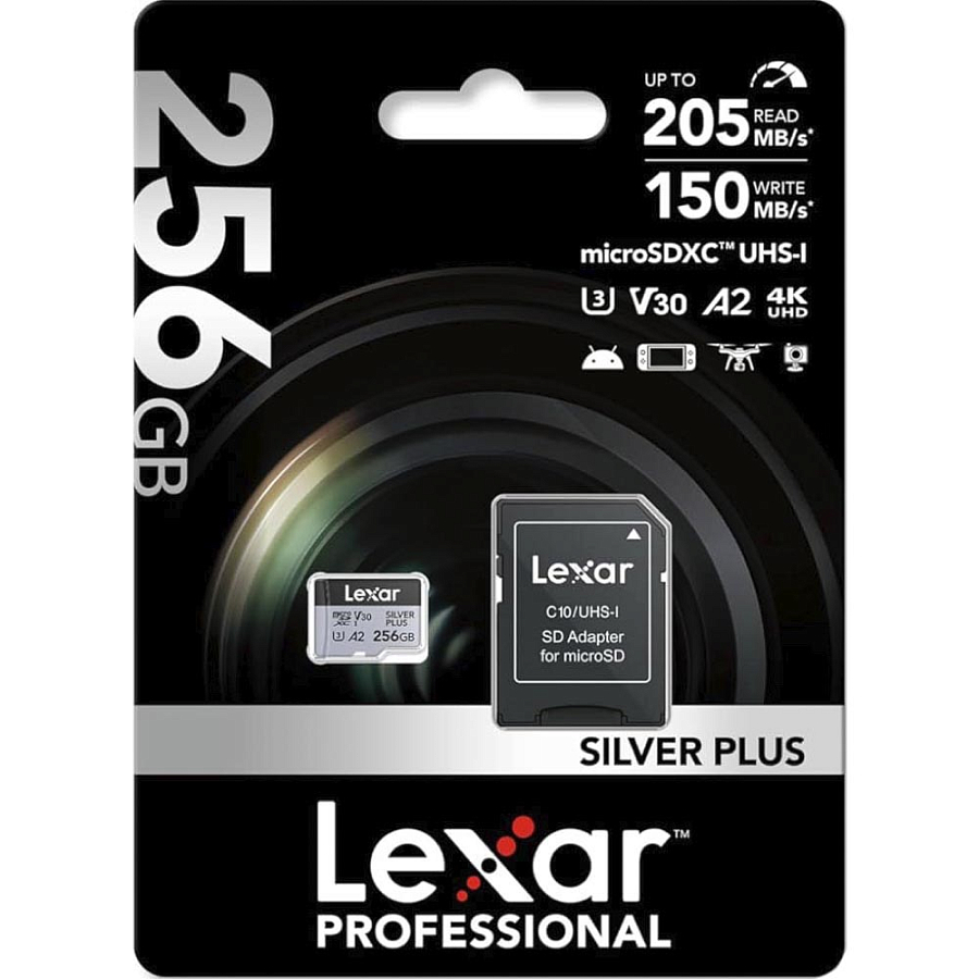 Флешка Lexar Pro Silver Series, Micro SDXC, 256 ГБ