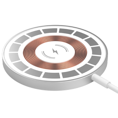 Беспроводная зарядная станция Deppa MagSafe Crystal для iPhone Qi 15 ватт  (БЗУ Deppa Прозрачный Белый)