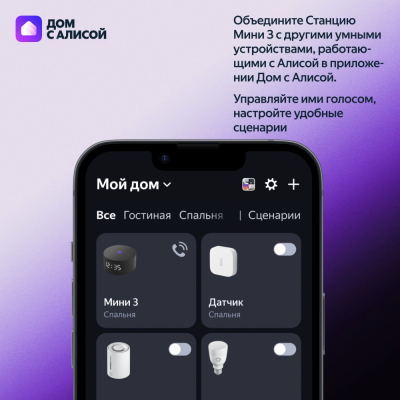 Умная колонка Яндекс станция Мини 3 (с часами) Черный (Умная колонка Яндекс станция Мини 3 (с часами) Черный)