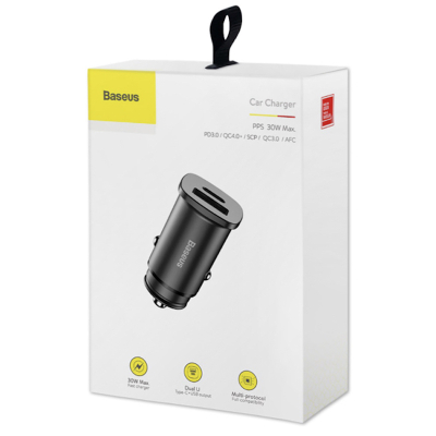 Автомобильное ЗУ Baseus Square metal USB+USB-C PD (Автомобильное ЗУ Baseus Черный)