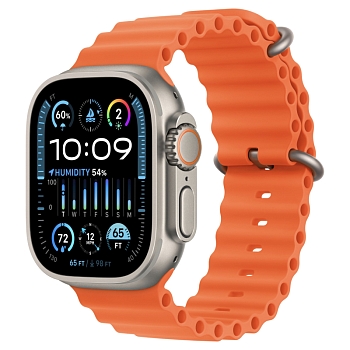 Apple Watch Ultra 2 (49mm) Корпус из Титана браслет Ocean Band Оранжевый