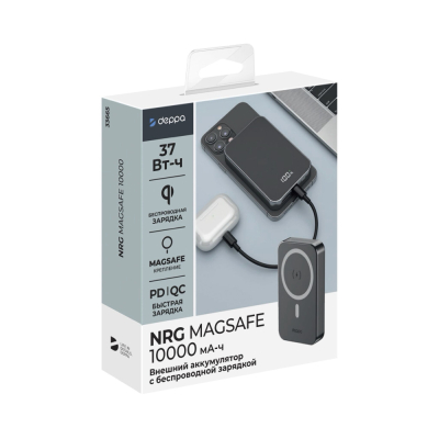 Внешний аккумулятор Deppa NRG MageSafe 10000 mAh 20 ватт (Внешний аккумулятор Deppa Черный)
