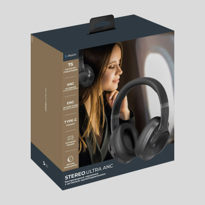 Наушники Deppa Stereo Ultra ANC, накладные (Наушники Deppa Черный)