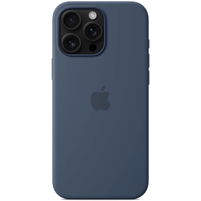 Чехол Silicone Case для iPhone 16 Pro (с MagSafe) (Накладка Синий Деним)