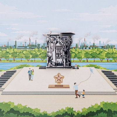 Значок Магнитка Памятник Тыл-фронту 95 лет металлический, Пин (Значок Памятник Тыл-фронту 95 лет)